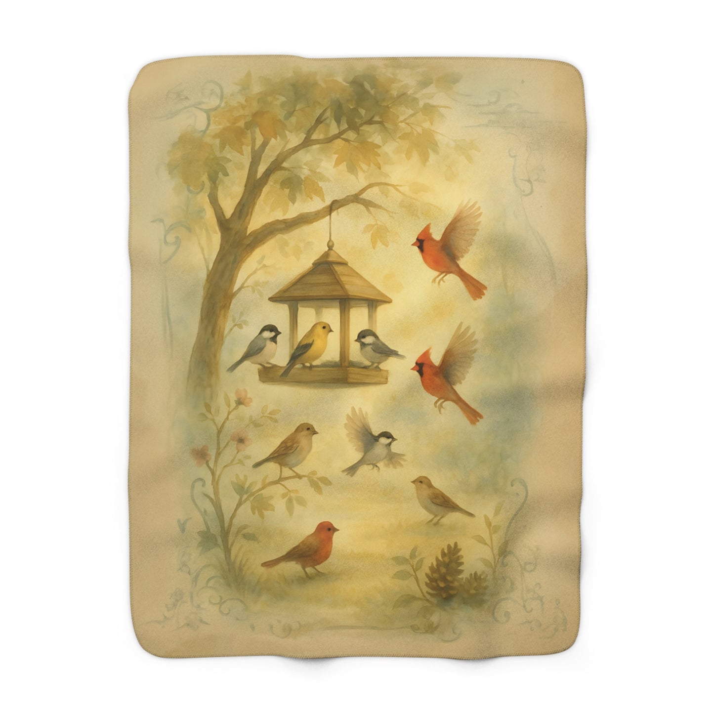 Feeder Friends Fleece Sherpa Blanket