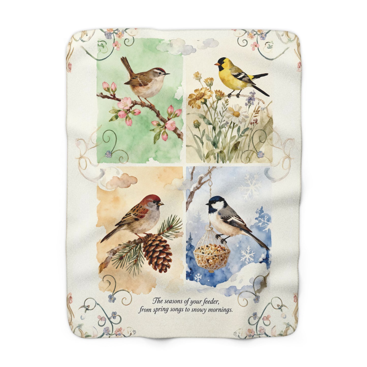 Seasons of the Feeder Fleece Sherpa Blanket