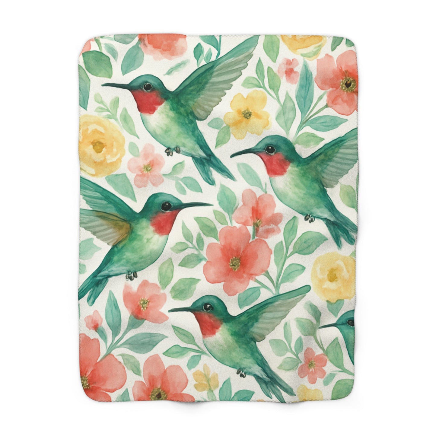 Ruby-throated Hummingbird Garden Sherpa Fleece Blanket