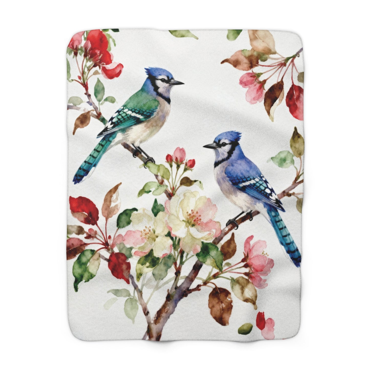 Blue Jays & Blossoms Sherpa Fleece Blanket