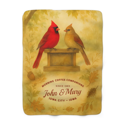 Personalized Cardinal Couple Sherpa Fleece Blanket