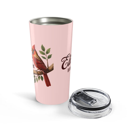 "Coffee, Cardinals, and Contentment" Personalized Tumbler, Blush Pink