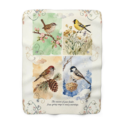 Seasons of the Feeder Fleece Sherpa Blanket