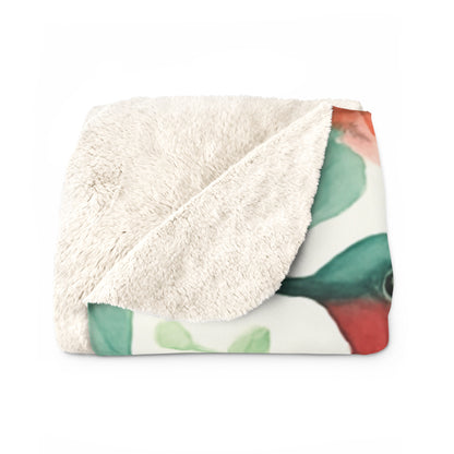 Ruby-throated Hummingbird Garden Sherpa Fleece Blanket