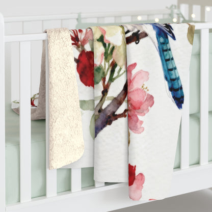 Blue Jays & Blossoms Sherpa Fleece Blanket