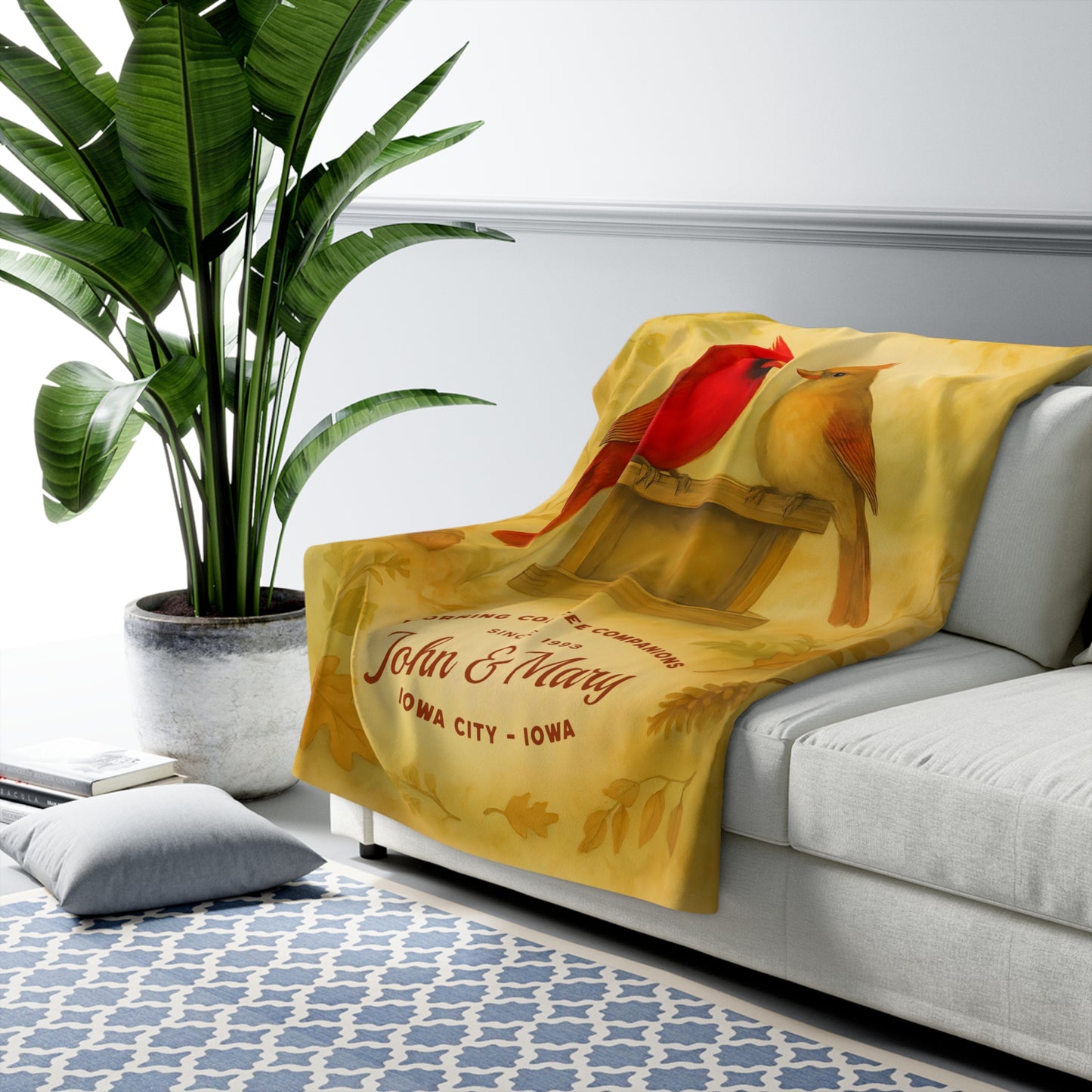 Personalized Cardinal Couple Sherpa Fleece Blanket