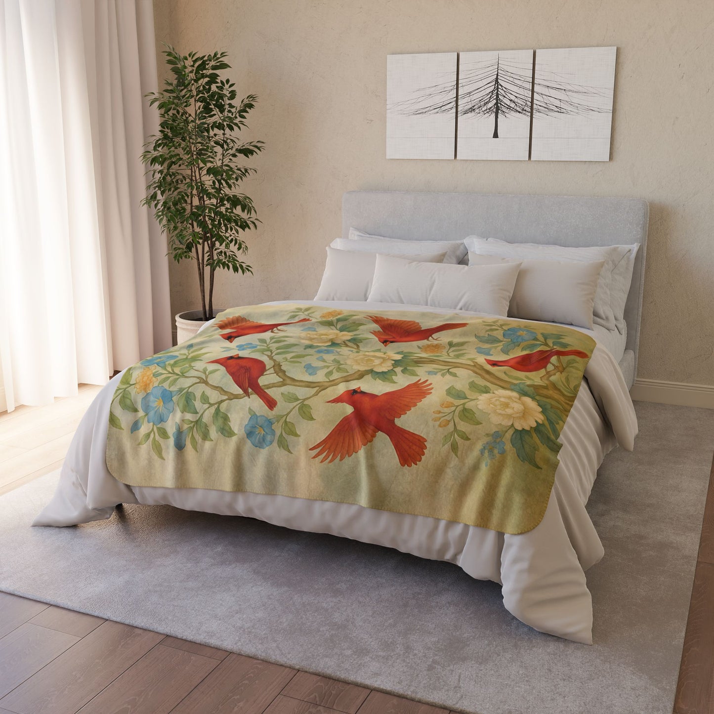 Vintage Cardinal Garden Throw