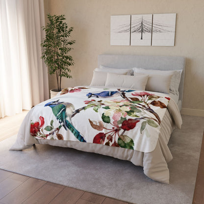 Blue Jays & Blossoms Sherpa Fleece Blanket