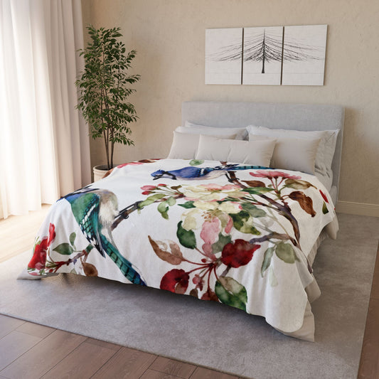 Blue Jays & Blossoms Sherpa Fleece Blanket