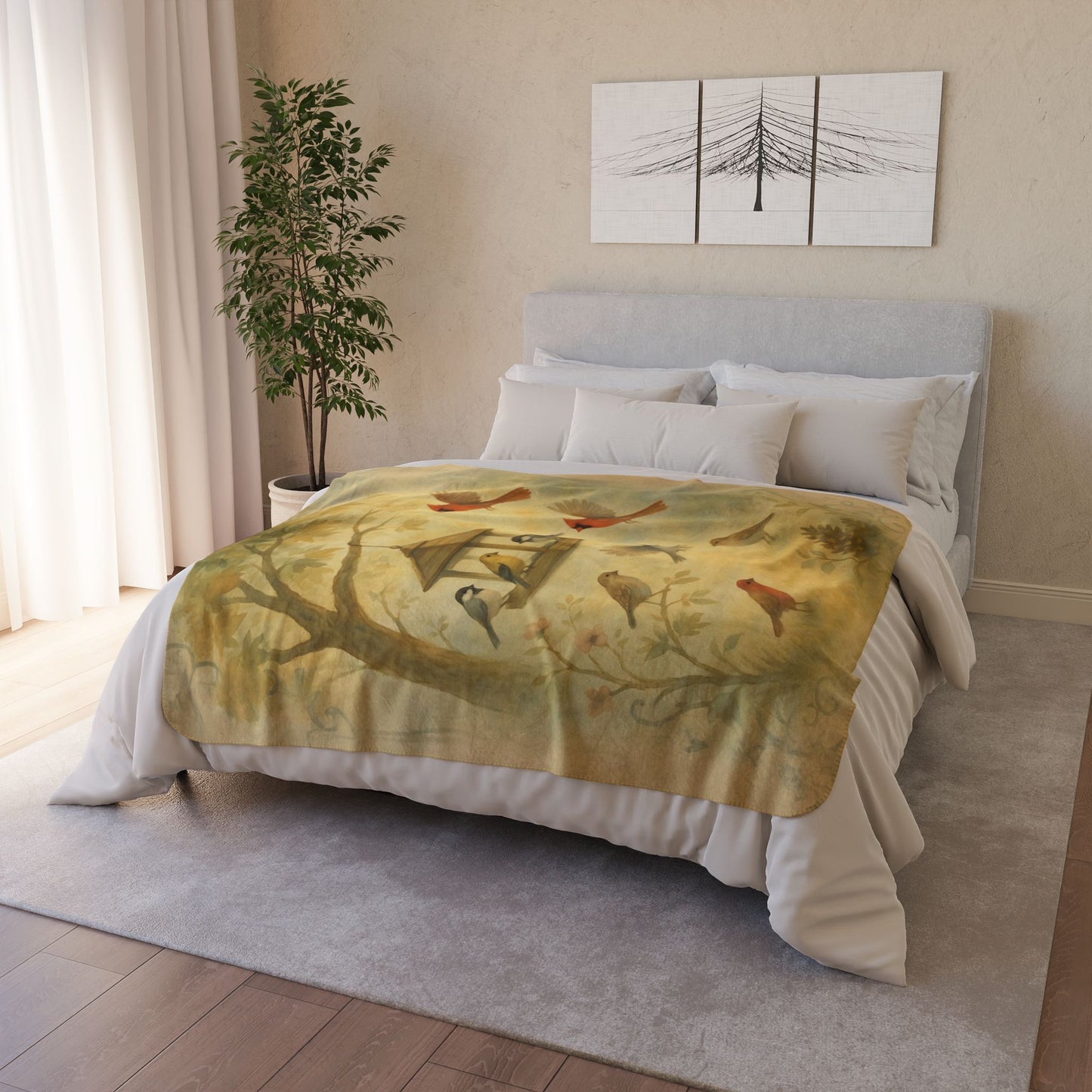 Feeder Friends Fleece Sherpa Blanket