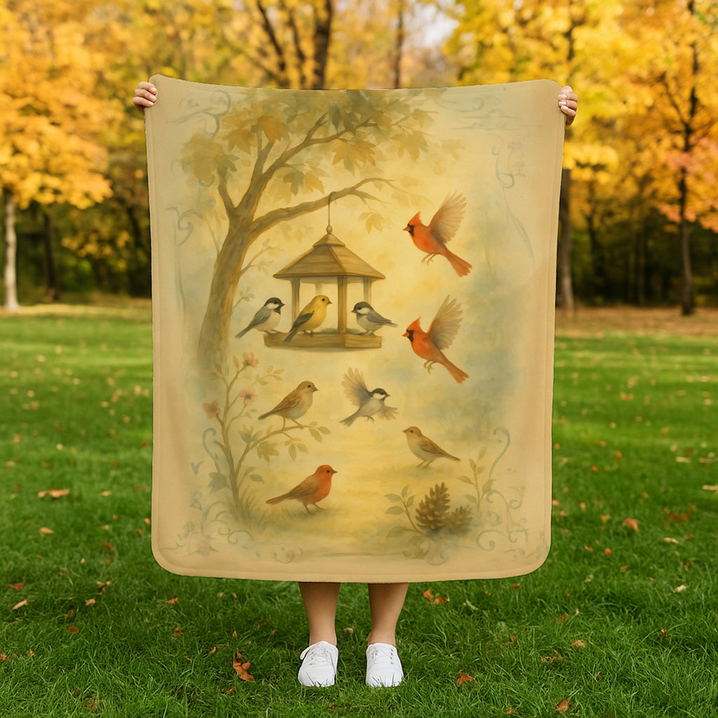 Feeder Friends Fleece Sherpa Blanket