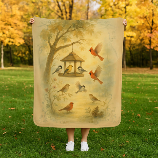 Feeder Friends Fleece Sherpa Blanket