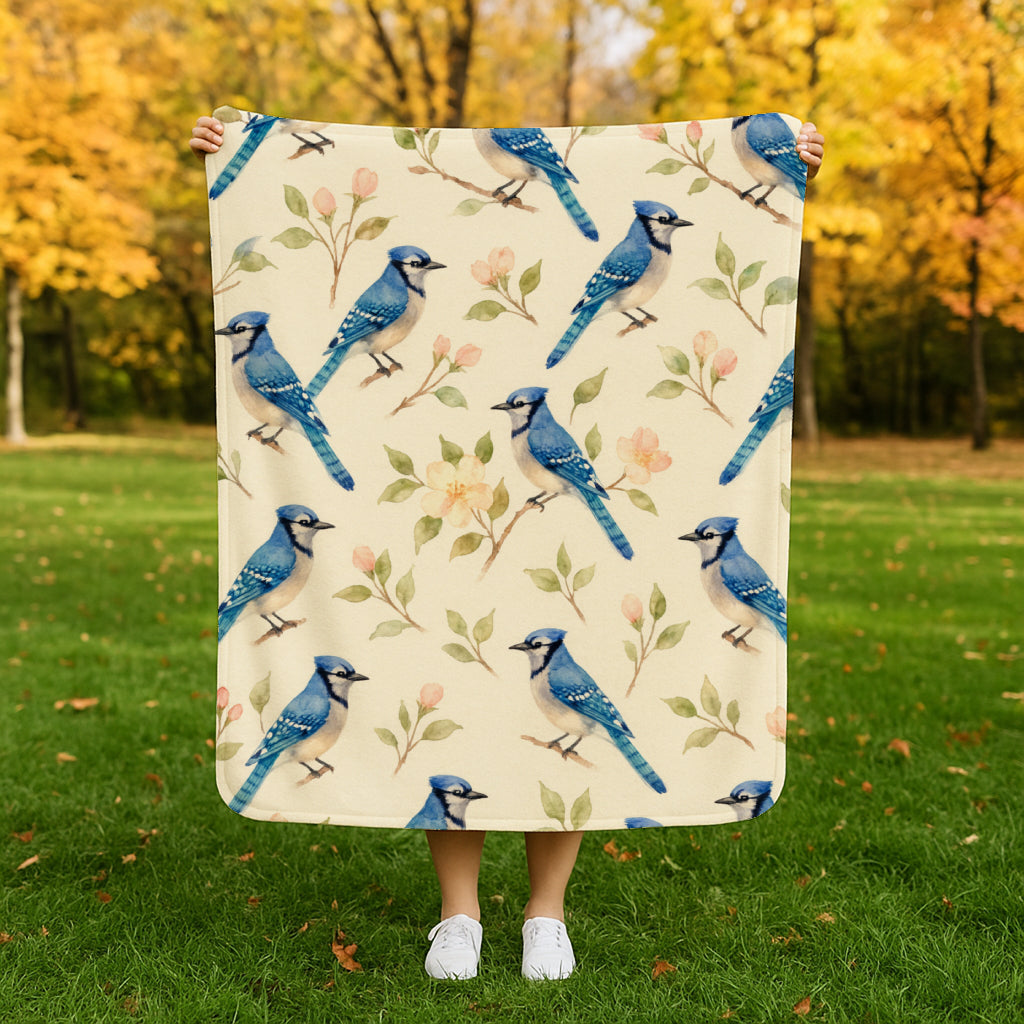 Blue Jay Meadow Sherpa Fleece Blanket